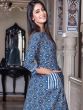 Blue Readymade Womens Indowestern Dress In Print