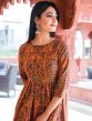 Orange Festive Wear Readymade Printed Gown