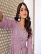 Lilac Georgette Salwar Suit In Sequin Embroidery