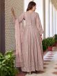 Mauve Front Slit Georgette Salwar Suit In Sequin Work