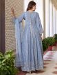 Blue Sequin Embroidery Front Slit Style Salwar Kameez