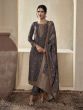 Grey Zari Weaving Pant Styled Suit Set In Silk