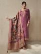 Mauve Pant Styled Salwar Suit In Zari Weaving