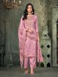 Pink Zari Embellished Salwar Suit In Jacquard