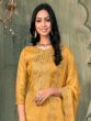 Yellow Jacquard Salwar Kameez In Zari Border