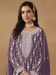 Mauve Georgette Sharara Style Kameez In Thread Work