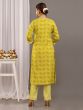 Yellow Printed Pant Style Salwar Suit In Cotton 