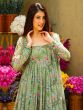 Sage Green Anarkali Style Printed Salwar Kameez