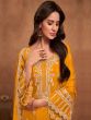Dark Yellow Embroidered Palazzo Styled Salwar Suit