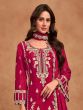 Rani Pink Embroidered Suit Set In Silk With Palazzo
