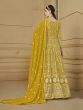 Yellow Anarkali Salwar Kamez In Thread Embroidery