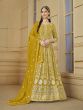 Yellow Anarkali Salwar Kamez In Thread Embroidery