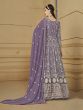 Lilac Floral Thread Embroidered Anarkali Salwar Kameez