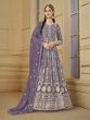 Lilac Floral Thread Embroidered Anarkali Salwar Kameez