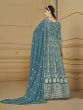Teal Blue Festive Wear Georgette Anarkali Salwar Kameez
