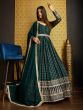 Green Readymade Anarkali Suit In Georgette