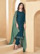 Teal Blue Festive Wear Salwar Suit With Floral Dupatta