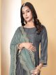 Grey Pant Styled Festive Wear Salwar Kameez In Muslin