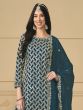Blue Sharara Style Salwar Suit In Zari Embroidery