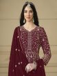 Red Georgette Salwar Suit Set In Anarkali Style