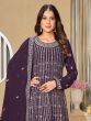 Purple Georgette Sharara Suit Set In Sequins Work