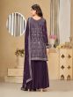 Purple Georgette Sharara Suit Set In Sequins Work