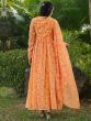 Orange Anarkali Style Salwar Suit With Full Sleeves