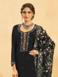 Black Thread Work Augmented Salwar Kameez In Palazzo Style