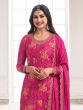 Rani Pink Zari Embroidered Salwar Suit With Palazzo Style