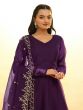 Purple Stone Enhanced Anarkali Suit In Organza
