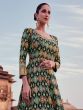 Dark Green Heavy Embroidered Anarkali Style Kameez Suit Set