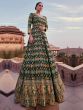 Dark Green Heavy Embroidered Anarkali Style Kameez Suit Set