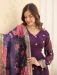 Wine Readymade Anarkali Style Kameez In Georgette