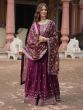 Wine Readymade Salwar Suit In Anarkali Style