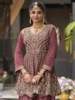 Mauve Chinon Silk Wedding Salwar Kameez
