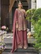 Mauve Chinon Silk Wedding Salwar Kameez