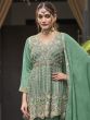 Green Embroidered Salwar Suit With Flare Kameez