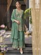 Green Embroidered Salwar Suit With Flare Kameez