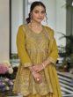 Yellow Palazzo Style Suit In Heavy Stone Work