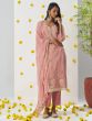 Peach Thread Work Readymade Pant Style Salwar Suit