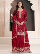 Crimson Red Silk Palazzo Style Salwar Kameez