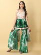 Green Georgette Sharara Suit With Flare Kameez