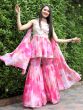 Pink Readymade Salwar Kameez In Sharara Style