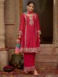 Pink Mirror Work Palazzo Suit With Flare Kameez