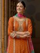 Orange Palazzo Style Kameez In Mirror Embellishments
