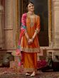 Orange Palazzo Style Kameez In Mirror Embellishments
