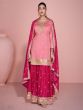 Baby Pink Zari Embellished Palazzo Style Salwar Suit