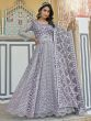 Purple Anarkali Style Suit In Silver Zari Embroidery