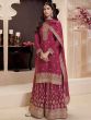 Magenta Zari Embroidered Wedding Salwar Kameez