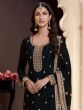 Black Silk Salwar Suit In Zari Work With Dupatta